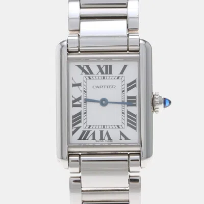 Pre-owned Cartier Tank Must Wsta0051 Quartz White Stainless Steel Women's Wristwatch 33mm