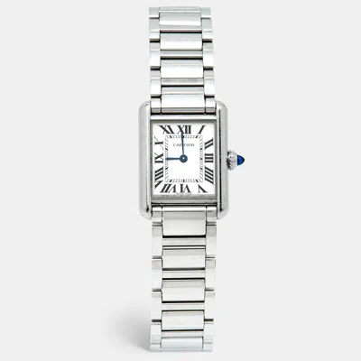 Pre-owned Cartier Tank Must Wsta0051 Silver Dial Stainless Steel Women's Wristwatch 22 Mm