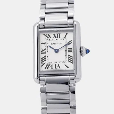 Pre-owned Cartier Tank Must Wsta0051 White Stainless Steel Quartz Women Wristwatch 30mm