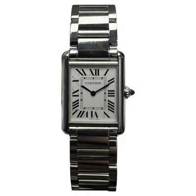 Pre-owned Cartier Tank Must Wsta0052 Large Steel Silver Dial Watch In Multi