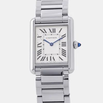 Pre-owned Cartier Tank Must Wsta0052 Silver Stainless Steel Quartz Women's Watches 25.5 Mm