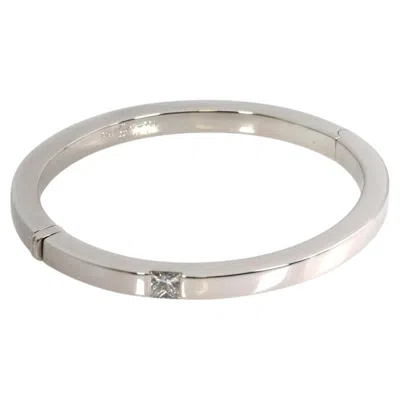 Pre-owned Cartier Tank Princess Cut Diamond 18k White Gold Bangle Bracelet Size 16