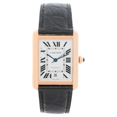 Pre-owned Cartier Tank Solo 18k Rose Gold & Stainless Steel Xl W5200026 3514 In Red