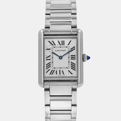 Pre-owned Cartier Tank Solo 4323 Quartz Stainless Steel Women's Wristwatch 25.5 Mm In Silver