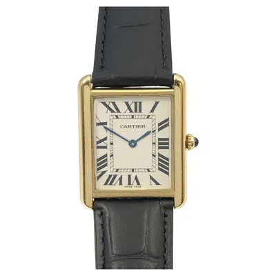 Pre-owned Cartier Tank Solo Large Yellow Gold And Steel Quartz Wrist Watch