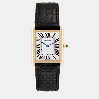 Pre-owned Cartier Tank Solo Large Yellow Gold Steel Men's Watch 27 Mm In Silver