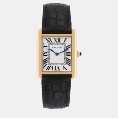Pre-owned Cartier Tank Solo Large Yellow Gold Steel Men's Watch 27 Mm In Silver