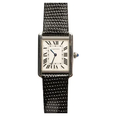 Pre-owned Cartier Tank Solo Mid Size Stainless Steel Ref 3170 Quartz Watch In Multi