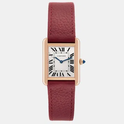 Pre-owned Cartier Tank Solo Silver Dial Rose Gold Steel Ladies Watch 24 Mm
