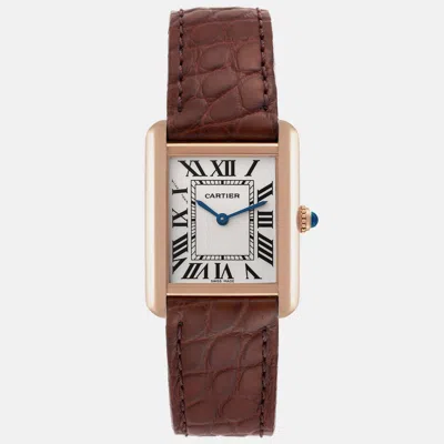 Pre-owned Cartier Tank Solo Silver Dial Rose Gold Steel Ladies Watch 24.4 Mm