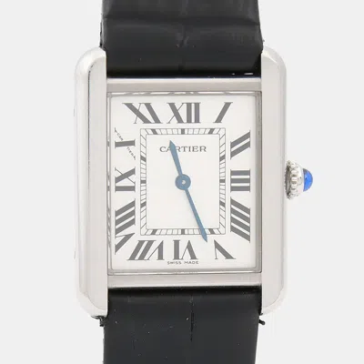 Pre-owned Cartier Tank Solo W1018255 Quartz White Stainless Steel Women's Wristwatch 24mm