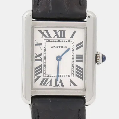 Pre-owned Cartier Tank Solo W5200013 Quartz White Stainless Steel Women'swristwatch 31mm