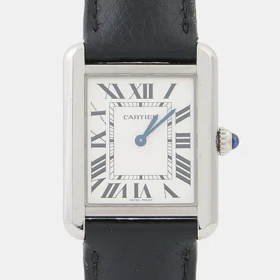 Pre-owned Cartier Tank Solo Wsta0030 Quartz White Stainless Steel Men's Wristwatch 34mm