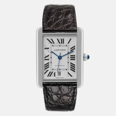 Pre-owned Cartier Tank Solo Xl Automatic Silver Dial Steel Men's Watch W5200027 31 X 40.85 Mm