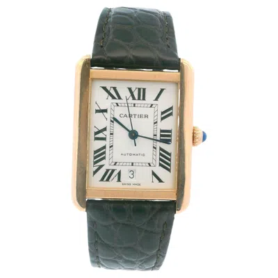 Pre-owned Cartier Tank Solo Xl W5200026 18k Rose Gold Watch In Red