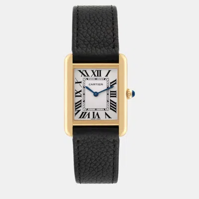 Pre-owned Cartier Tank Solo Yellow Gold Steel Silver Dial Ladies Watch 24 Mm