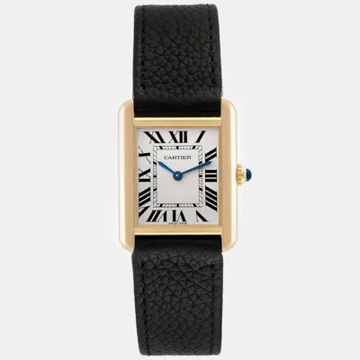 Pre-owned Cartier Tank Solo Yellow Gold Steel Silver Dial Ladies Watch 24.4 Mm