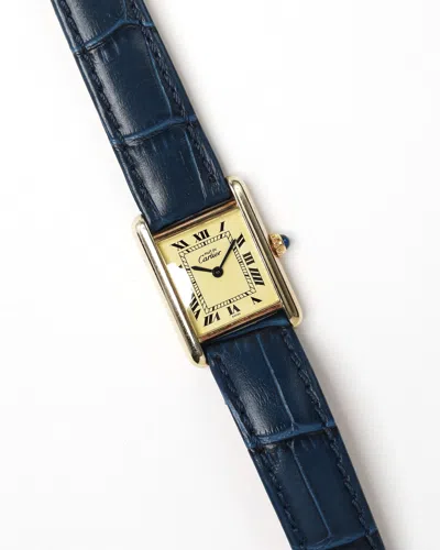 Cartier Tank Vermeil 21mm Ca 1998 Watch In Blue