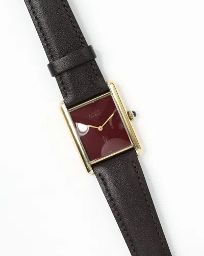 Cartier Tank Vermeil 24mm Manual Watch In Burgundy