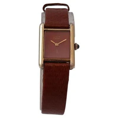 Pre-owned Cartier Tank Vermeil Rare Vintage 925 Bordeaux Plated Red Dial Manual Watch