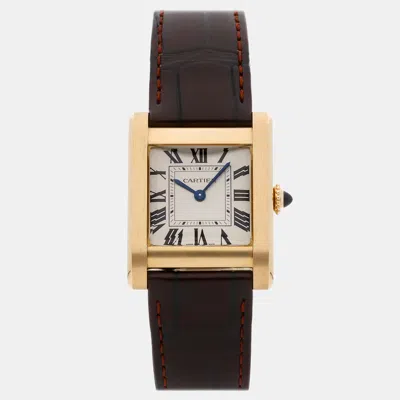 Pre-owned Cartier Tank Wgta0108 Silver 18k Yellow Gold Manual Winding Women Wristwatch 33mm