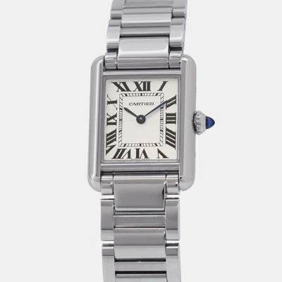 Pre-owned Cartier Tank Wsta0051 Quartz Silver Stainless Steel Women's Wristwatch 22 Mm