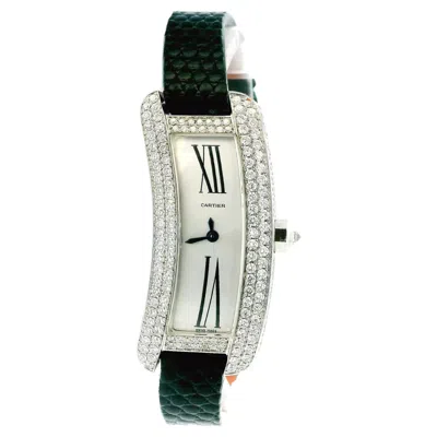 Pre-owned Cartier Tank-s 18k Wj300950 18k White Gold S Pave Case & Buckle W/card-2016
