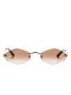 Cartier Tiger Head-plaque Geometric-frame Sunglasses In Gold