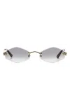 Cartier Tiger Head-plaque Geometric-frame Sunglasses In Gold