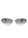 Cartier Geometrische Sonnenbrille Mit Tigerkopf-schild In Grau