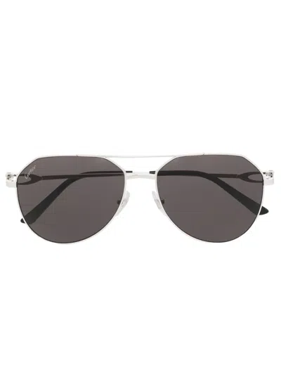 Cartier Tinted Pilot-frame Sunglasses In Silver