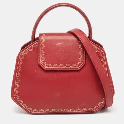 Pre-owned Cartier Top Handle Bag In Red