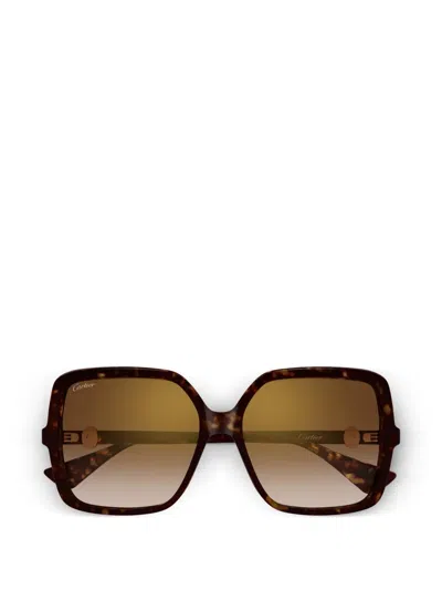Cartier Tortoise Square-frame Sunglasses In Brown