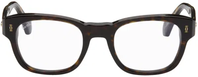 Cartier Tortoiseshell Square Sunglasses In Havana-havana-light
