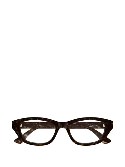 Cartier Tortoiseshell-effect Cat-eye Glasses In Braun