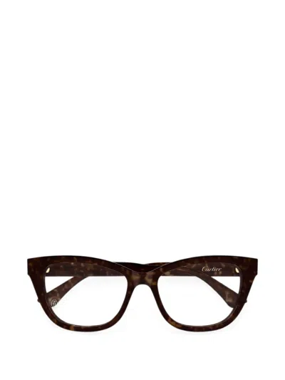 Cartier Tortoiseshell-effect Cat-eye Glasses In Brown