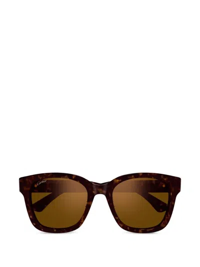 Cartier Tortoiseshell-effect Square-frame Sunglasses In Brown