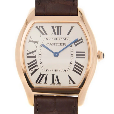 Cartier Tortue Silver Dial 18k Pink Gold Men's Large Watch Wgto0002 In Brown