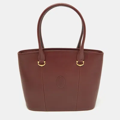 Pre-owned Cartier Tote In Burgundy