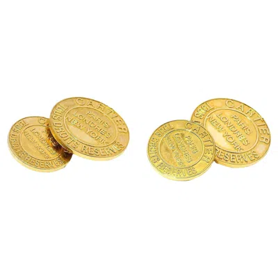 Pre-owned Cartier 'tous Droits Reserves Round 18-karat Cufflinks In Stock In Multi