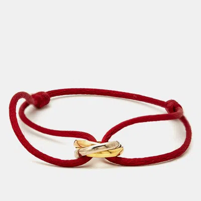 Pre-owned Cartier Trinity 18k Three Tone Gold Adjustable Cord Bracelet