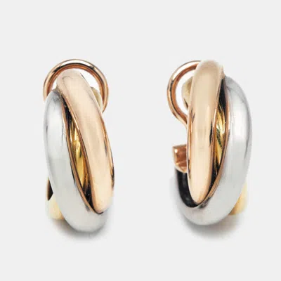 Pre-owned Cartier Trinity 18k Three Tone Gold Earrings