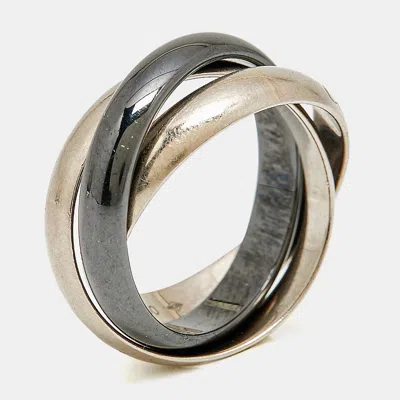 Pre-owned Cartier Trinity 18k White Gold Ceramic Ring Size 48