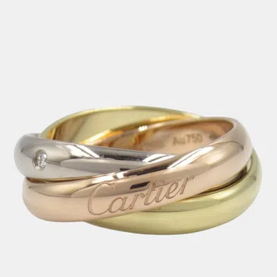 Pre-owned Cartier Trinity 18k Yellow Rose White Gold And Diamond Band Ring Eu 50