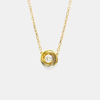 Pre-owned Cartier Trinity 18k Yellow Rose White Gold And Diamond Pendant Necklace