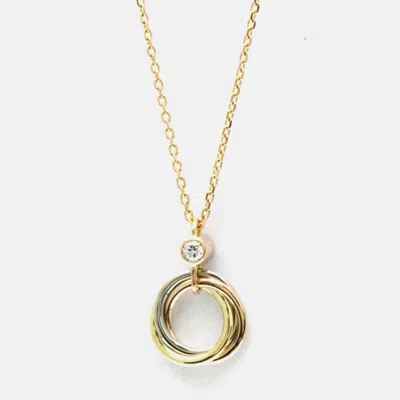 Pre-owned Cartier Trinity 18k Yellow Rose White Gold And Diamond Pendant Necklace