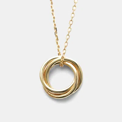 Pre-owned Cartier Trinity 18k Yellow Rose White Gold And Pink Sapphire Pendant Necklace