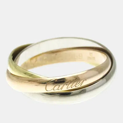 Pre-owned Cartier Trinity 18k Yellow Rose White Gold Band Ring Eu 54