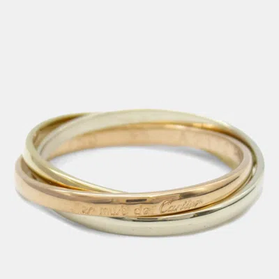 Pre-owned Cartier Trinity 18k Yellow Rose White Gold Band Ring Eu 55