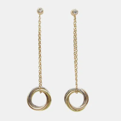 Pre-owned Cartier Trinity 18k Yellow Rose White Gold Diamond Earrings
